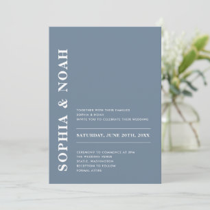 Minimal Elegant Dusty Blue Modern Wedding Invitation