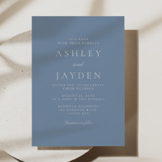Minimal Elegant Dusty Blue Wedding Invitation