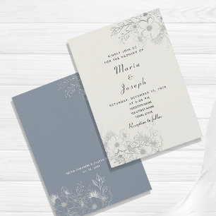 Minimal Elegant Dusty Blue Wedding Invitation