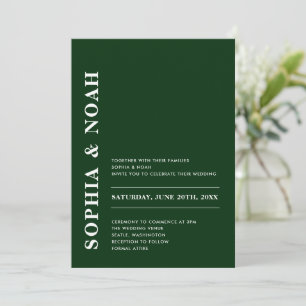 Minimal Elegant Emerald Green Modern Wedding Invitation