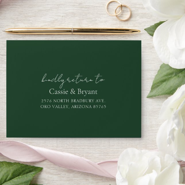 Minimal Elegant Emerald Green Wedding Invitation Envelope (Wedding)