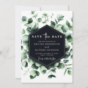 Minimal Elegant Eucalyptus Digital Wedding Save The Date