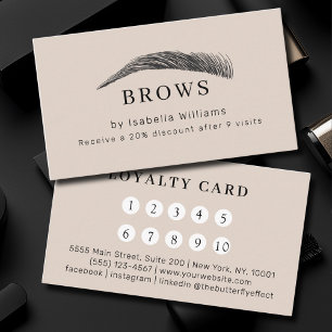 Minimal Elegant Eyebrow Salon Loyalty Business Card
