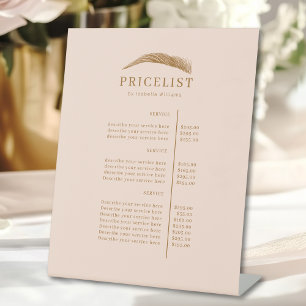 Minimal Elegant Eyebrow Salon Pricelist Pedestal Sign