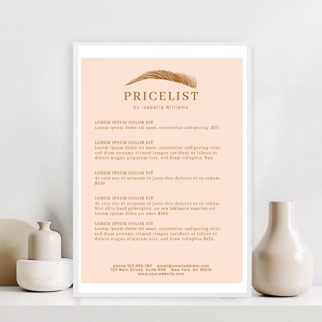 Minimal Elegant Eyebrow Salon Pricelist Poster (Minimal Elegant Eyebrow Salon Pricelist Poster Template)