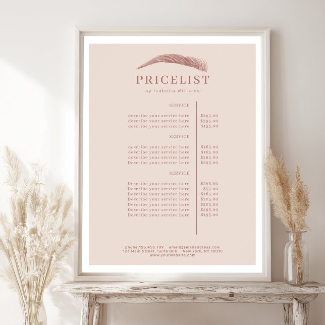 Minimal Elegant Eyebrow Salon Pricelist Poster (Minimal Elegant Eyebrow Salon Pricelist Poster)