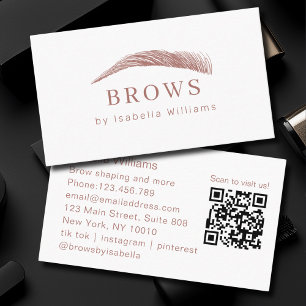 Minimal Elegant Eyebrow Salon QR-Code Business Card