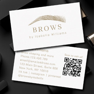 Minimal Elegant Eyebrow Salon QR-Code Business Card