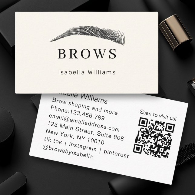 Minimal,Elegant Eyebrow Salon QR-Code Business Card (Minimal,Elegant Eyebrow Salon QR-Code Business Card)