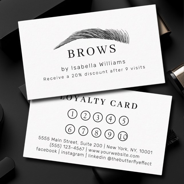 Minimal Elegant Eyebrow Salon Salon Loyalty Business Card (Minimal Elegant Eyebrow Salon Salon Loyalty Business Card)