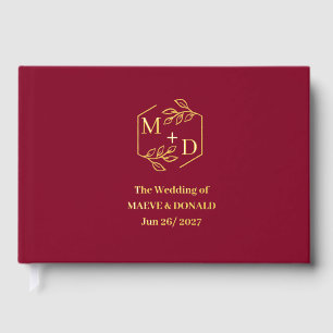 Minimal Elegant Fall Burgundy Gold Foil Wedding Guest Book