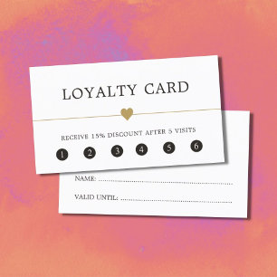 Minimal Elegant Faux Gold Heart Beauty Salon Loyalty Card