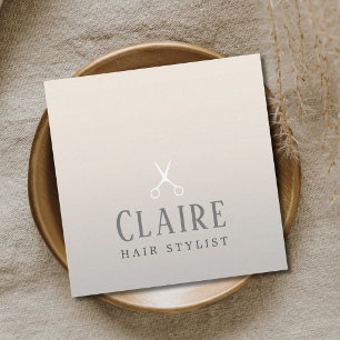 Minimal Elegant Faux Silver Scissors Hairstylist Square Business Card