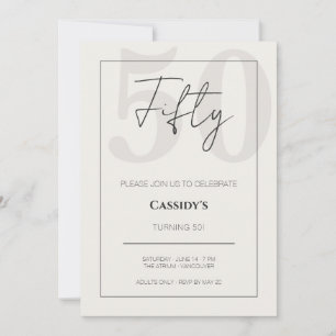 Minimal Elegant Fifty 50th Birthday Celebration Invitation