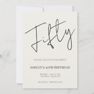 Minimal Elegant Fifty 50th Birthday Celebration  Invitation