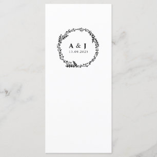 Minimal Elegant Floral Botanical Monograms Wreath Menu