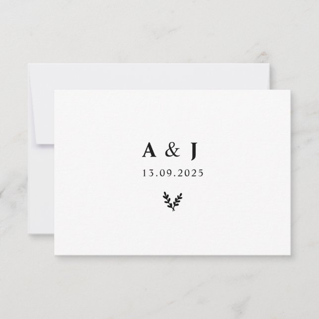 Minimal Elegant Floral Botanical Monograms Wreath  RSVP Card (Front)