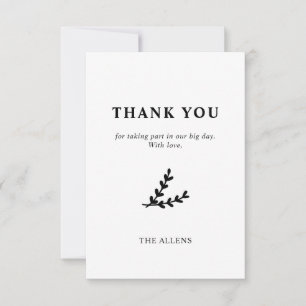 Minimal Elegant Floral Botanical Monograms Wreath Thank You Card