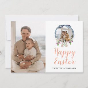 Minimal elegant Floral Easter Family photo   Holiday Card