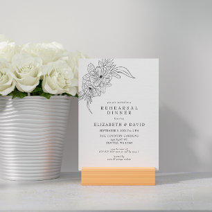 Minimal Elegant Floral Sketch rehearsal dinner Invitation