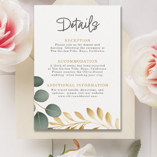 Minimal Elegant Gold Eucalyptus Wedding Enclosure Card