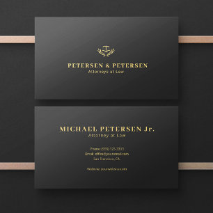 Minimal elegant gold logo attorney at law business card