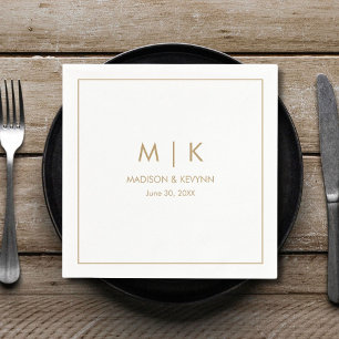 Minimal & Elegant Gold Monogram Wedding Napkin