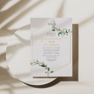 Minimal Elegant Greenery Floral Quinceañera Gold