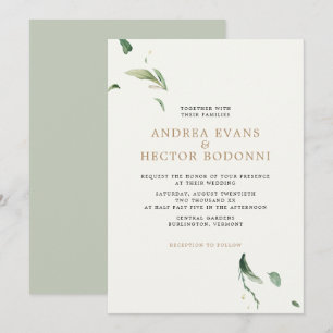 Minimal Elegant Greenery Wedding Invitation