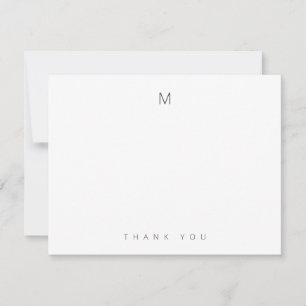 Minimal Elegant Grey Monogram Thank You Note Cards