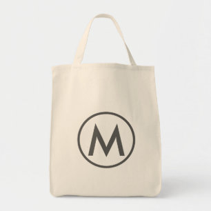 Minimal Elegant Grey Monogram Tote Bag