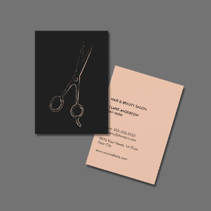 Minimal Elegant Grey Pale Pink Scissor HairStylist Business Card