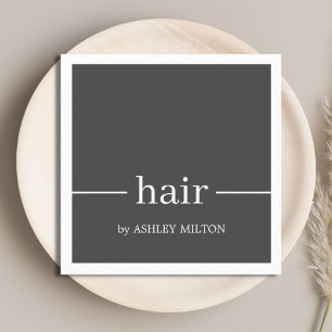 Minimal Elegant Grey White Hairstylist  Square Business Card