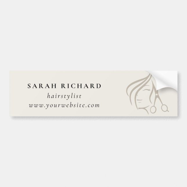 Minimal Elegant Hairstylist Ivory Hair Scissor  Bumper Sticker (Front)