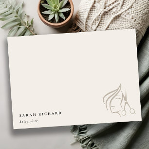 Minimal Elegant Hairstylist Ivory Hair Scissor  Card