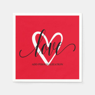 Minimal Elegant Heart on Red Napkin