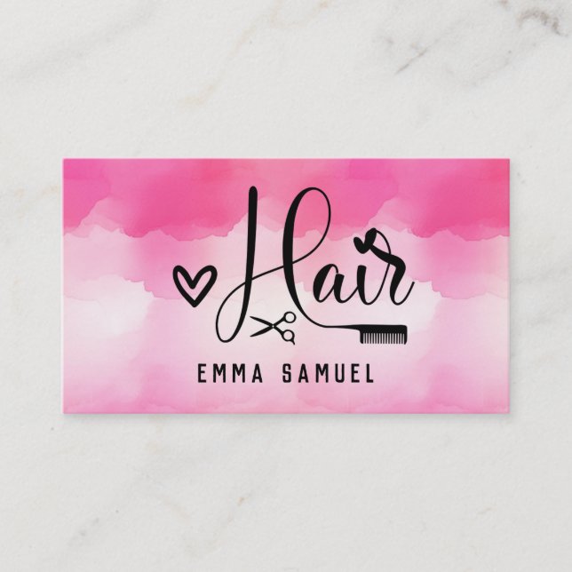 Minimal Elegant Hot Pink Hairstylist  Business Card (Front)