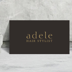 Minimal Elegant Ivory Black Golden Hair Stylist Business Card