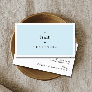 Minimal Elegant Light Blue White Hairstylist Business Card