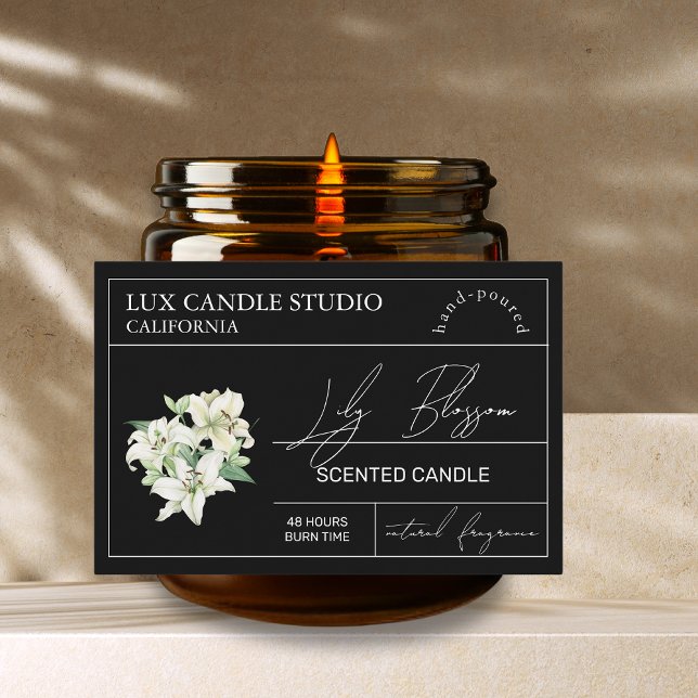 Minimal Elegant Lily Candle Jar Label (Creator Uploaded)