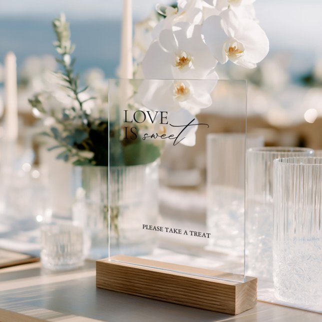 Minimal Elegant Love is Sweet Wedding Acrylic Sign (Minimal Elegant Love is Sweet Wedding Acrylic Sign)