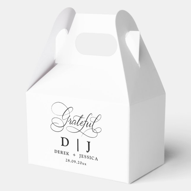 Minimal Elegant Luxury White & Black Wedding  Favour Box (Front)