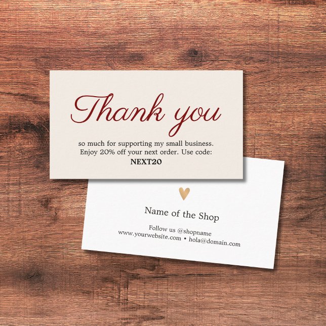 Minimal Elegant Luxury White Red Shop Coupon Thank (Creator Uploaded)