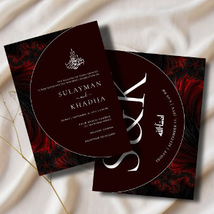 Minimal & Elegant Maroon Islamic Muslim Wedding Invitation