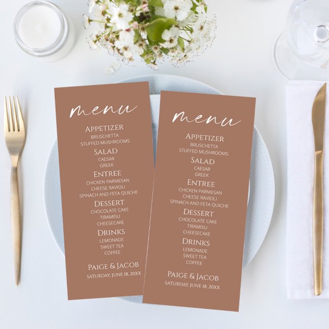 Minimal Elegant Mocha Mousse Wedding Food Menu (Creator Uploaded)