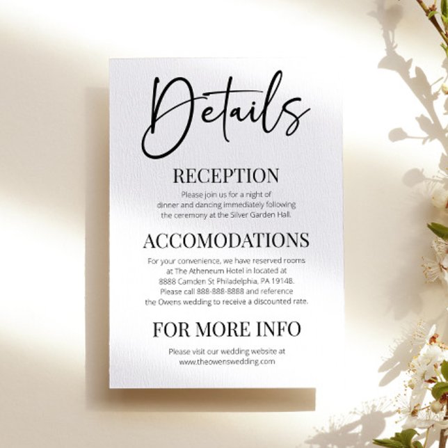 Minimal Elegant Modern Classic Wedding Details Enclosure Card (Creator Uploaded)