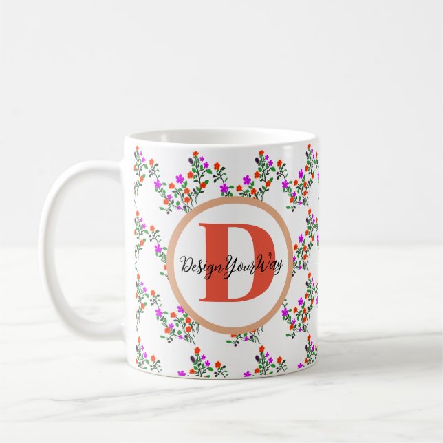 minimal elegant monogram bestfriendever floral  coffee mug (Left)