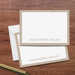 Minimal Elegant Monogram Name Beige Card