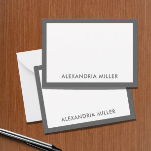 Minimal Elegant Monogram Name White Grey Card