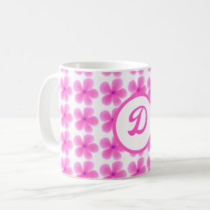 minimal elegant monogram pink Botanical pattern Coffee Mug